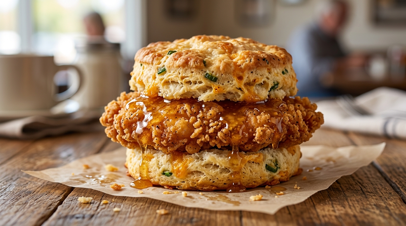 Jalapeño Cheddar Honey Butter Chicken Biscuit